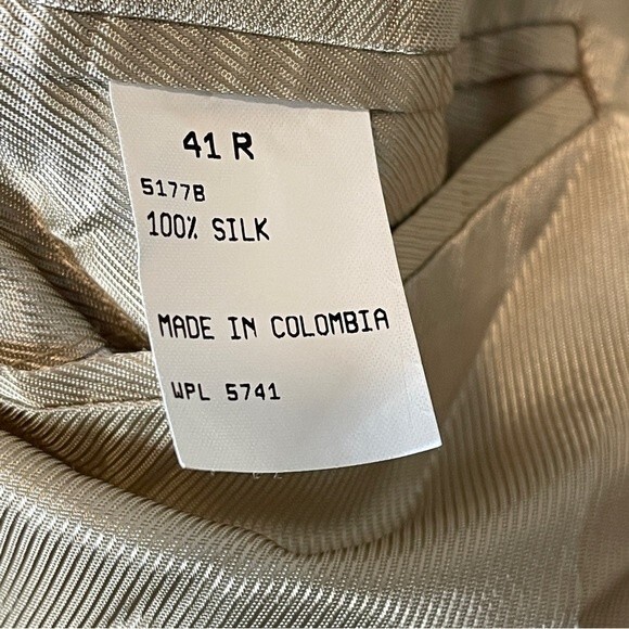 100% Silk Oscar de la Renta Sand/Cream Sport coat 41R - Picture 5 of 5